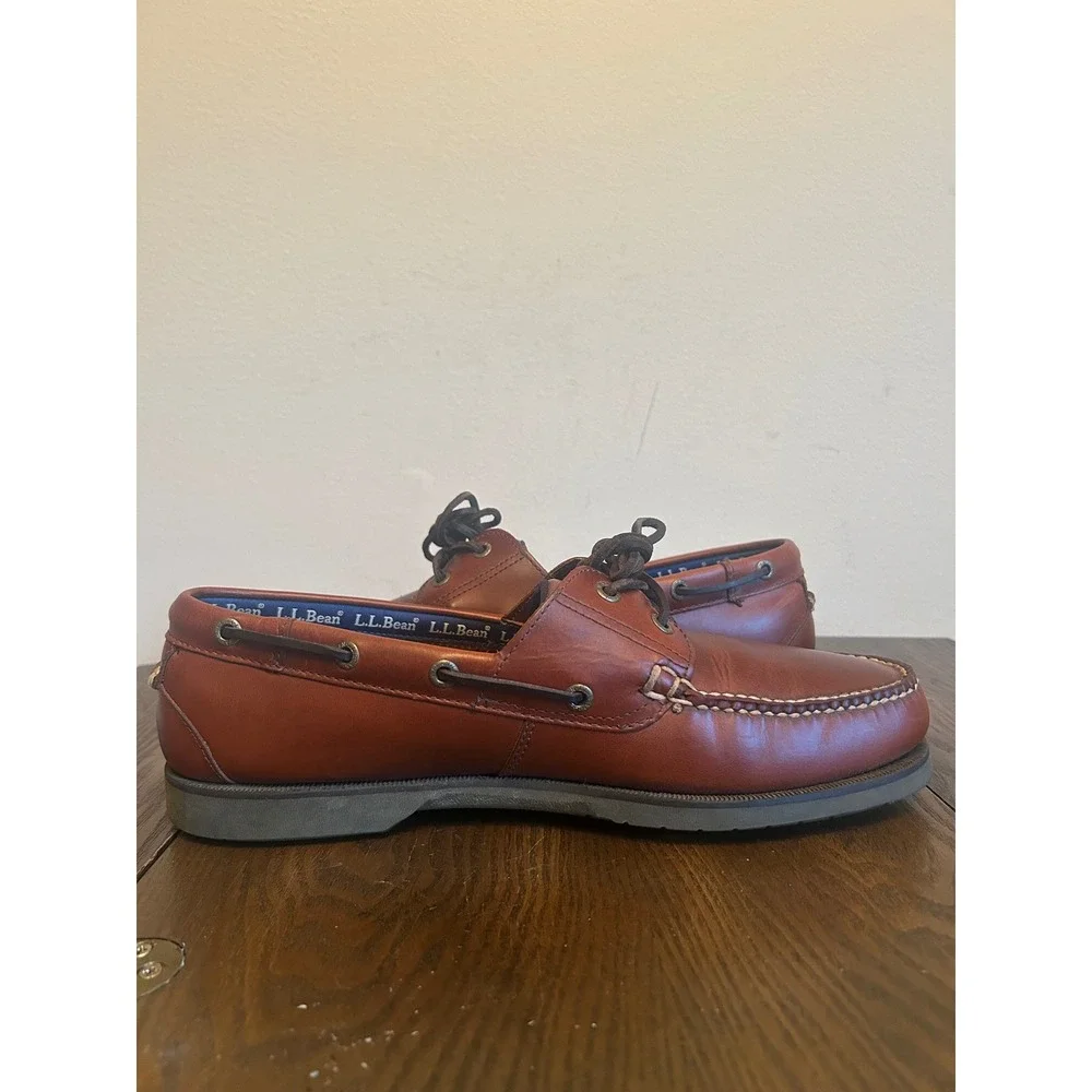 L.L. Bean Casco Bay Men's Brown Leather Flats Boat Shoes Size 12D